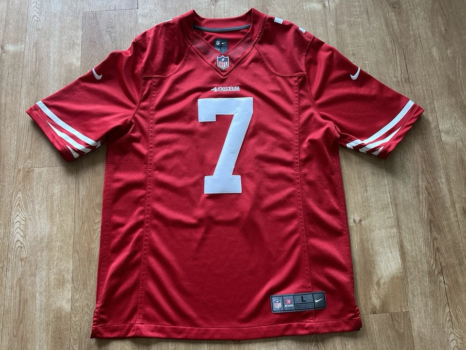 Colin Kaepernick #7 旧金山 49 人队 NFL 红色缝制比赛球衣男式大号 — 第 1/4 张图片