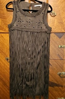 Vestido Chelsea Y Violeta Boho Flecos Verde Viva Vegano Gamuza Sin Mangas Talla... Foto 1 de 4