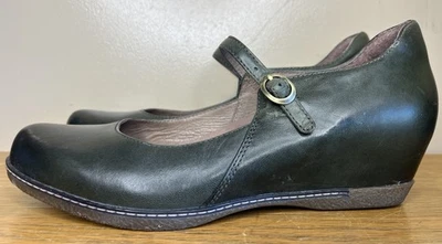Tacón de cuña Dansko Loralie Mary Jane talla 39 EE. UU. 8,5-9 cuero nobuck esmeralda Foto 1 de 4