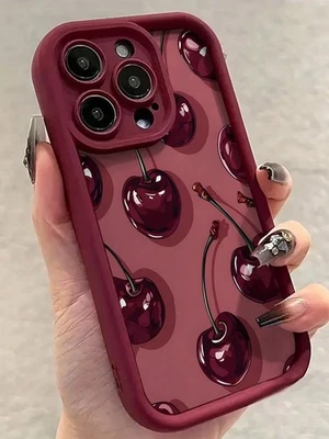STYLE EXRPESS Burgundy Cherry Phone Case For iPhone 17 16 15 14 13 12 11 Pro Max Shockproof