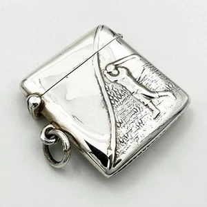 NOVELTY GOLF VESTA CASE STERLING SILVER - Picture 1 of 6