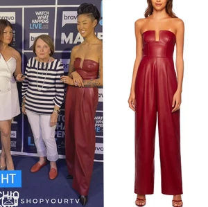 Susana Monaco Bandeau Cutout Faux Leather Jumpsuit Size Large NWT RT$278 - Picture 1 of 16