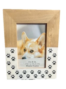 Sagebrook Home - Dual Wood & Paw Print Picture Frame (Fits a 4x6 photo) - Picture 1 of 3
