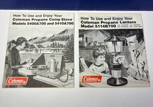 Lot of 2 Vintage Coleman User Manuals Propane Lantern 5114 Camp Stove 5400/5410 - Picture 1 of 5