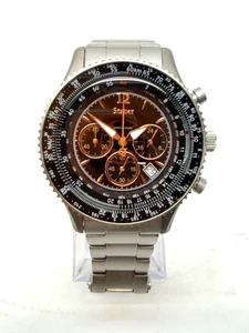 RARE TITANIUM Stauer Pilot Flyboy Chronograph Watch Men 42mm New Battery Nice - Picture 1 of 9