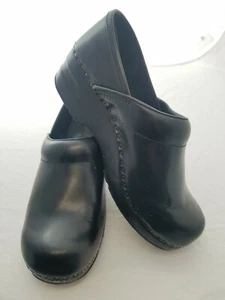 LL Bean Shoes Black Professional Leather Stapled Clogs Brazil Size US 6.5 M  - Picture 1 of 12