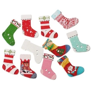Printed Stockings - Shelly's Buttons - Christmas - 2 Hole Craft Scrap Sewing - Picture 1 of 4