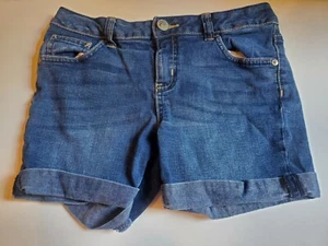 Justice Girls Denim Jean Shorts Midi Size 12 Cuffed - Picture 1 of 3