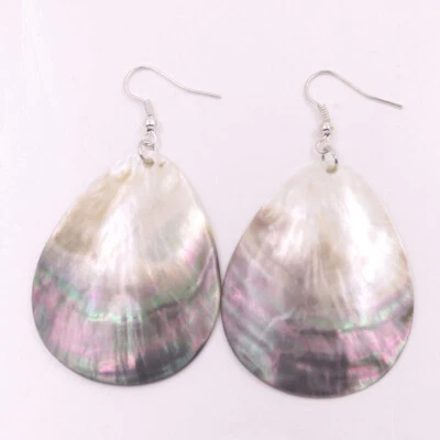  Drop Shell Natural Black Mother of Pearl Drop/Dangle Earring 1 Pair 35mmx40mm - Image 1 of 3