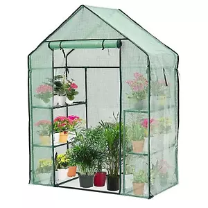 New Walk In Greenhouse PE Plastic Garden Grow Green House with 4 Shelves - Picture 1 of 7