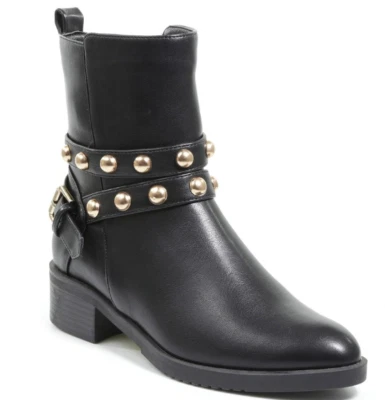 Botas botín Catharine Malandrino Cathie de cuero vegano moto con tachuelas para mujer 9 Foto 1 de 4