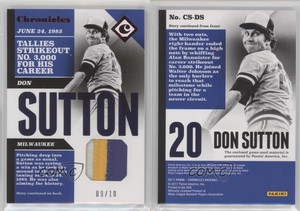 2017 Panini Chronicles Swatches Red /10 Don Sutton #CS-DS HOF