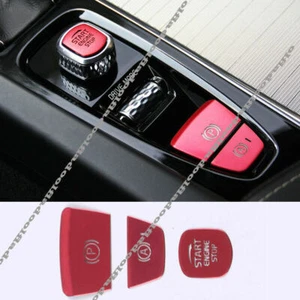 3pcs For Volvo S60 2019-2021 Red Aluminum Electronic Handbrake Button Panel Trim - Picture 1 of 7