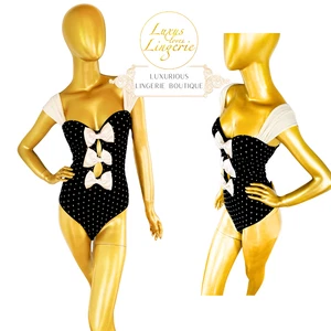 VALENTINO STRING BODY by Wolford M Cup B black ivory in BOX Pünktchen Schleife - Photo 1 sur 1