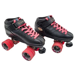 RIEDELL R3 Cayman Mujer Talla 6 Negro Rosa Patines Ruedas Radar Speed Derby - Imagen 1 de 24