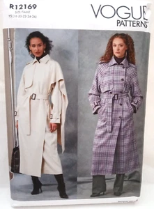 Vogue Pattern V12169 Stylist Trench Coats Wrap Coat MissesWomen 8-16/18-26 Uncut - Picture 1 of 4