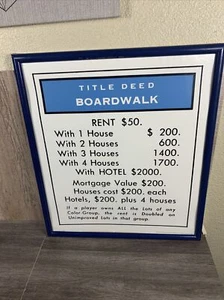 Vtg 1970's Monopoly BOARDWALK Deed Framed 21" x 24" Pop Art Poster Image Masters - Picture 1 of 13