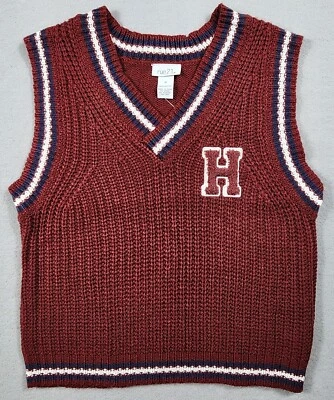 Chaleco Suéter Acanalado Sin Mangas Cuello en V Calce Ajustado Logo H Mujer Talla Mediana Borgoña Foto 1 de 4