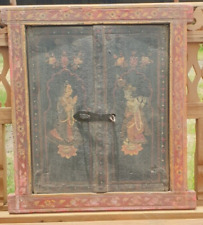 Antique Wooden Window With Frame Original Old Fine Mughal Design Painted
