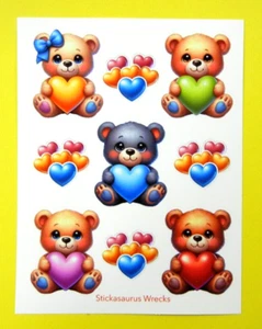 Stickerbogen Teddybären & Herzbündel - Bild 1 von 3