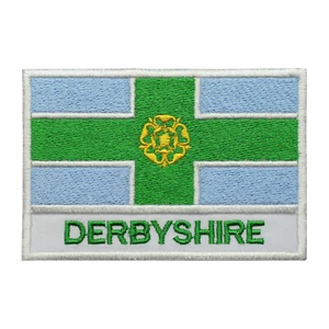 Derbyshire County Flag Iron/Sew on Embroidered Patch for Shirts - Picture 1 of 2