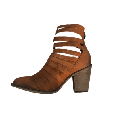 Botines Free People de cuero terracota con tiras de tacón híbrido talla 41 Foto 1 de 4