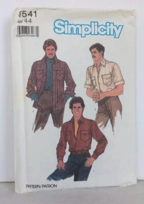 Vintage Simplicity 8541 Men's Shirt Pattern Size 44 Uncut 1988 - Image 1 of 4