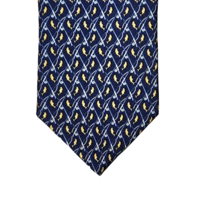 Corbata Brooks Brothers Country Club Para Hombre Azul Amarillo Delfines Seda Hecha en EE. UU. Foto 1 de 4