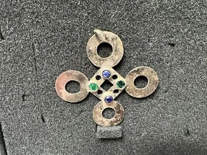Vintage Gothic Keltic Halskette Charm 2,5" Saphir Smaragd Anhänger Sterlingsilber - Bild 1 von 7