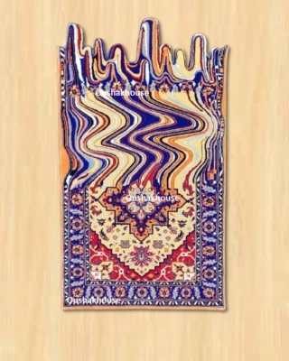 Yarn Rug Hand-Tufted Wool Carpet – Multicolor Solid Pattern, Irregular Shape - Image 1 of 4