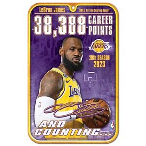 LEBRON JAMES NBA ALL TIME SCORING LEADER LOS ANGELES LAKERS 11"X17" PLASTIC SIGN