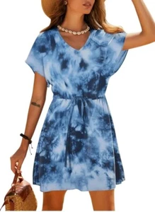 Vestido de baño informal para mujer/cubrir azul tie dye talla L - Imagen 1 de 4