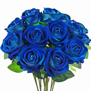 12 Pcs Velvet Rose Artificial Flowers with Long Stems Real Touch Fake Roses F... - Picture 1 of 6