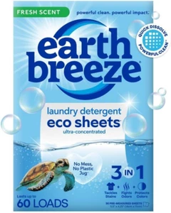 Laundry Detergent Sheets Fresh Scent - 60 Loads Eco Liquidless Soap - Travel-Fri - Picture 1 of 12
