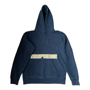 Supreme Blockbuster Hoodie Sweater Navy Blue And Gold Hoodie Size Medium Rare - Picture 1 of 12