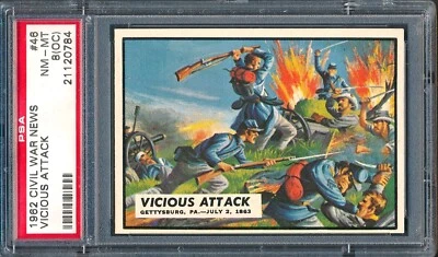 1962 Topps Civil War News #46: Vicious Attack ~ PSA 8 oc - Image 1 of 2
