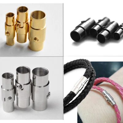 2x Stainless Steel Magnetic Clasp Leather Cord Bracelet Connector Clasps 3-10mm - Image 1 of 4