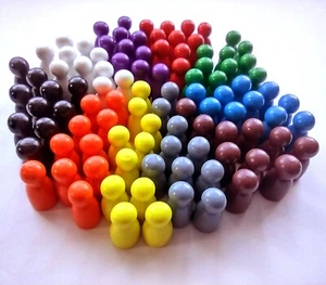 10 Wooden Coloured Pawns 25mm Playing Piece Board Game Tokens spare Parts Bits - Picture 1 of 13