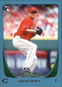 2011 Bowman Draft Blue Cincinnati Reds Baseball Card #47 Jeremy Horst/499