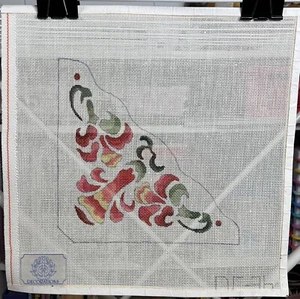 Vintage Jakobin Blume handbemalt Nadelspitze Ecke Design Leinwand Dekorationen - Bild 1 von 5