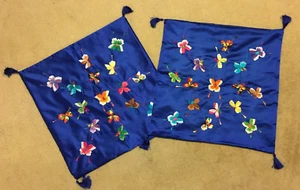 Handgefertigte asiatische bestickte Satin-Kissenbezüge Schmetterling 19 Zoll LESEN - Bild 1 von 10