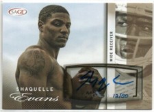 Shaquelle Evans 2014 Sage Autographed Gold #'d/50 Rookie Autograph Card #A21