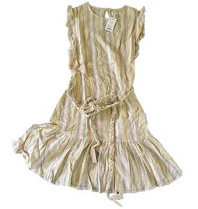 New Marine Layer Mini Laney Dress Small Beachy Stripe Ruffles Linen Blend $128 - Picture 1 of 10