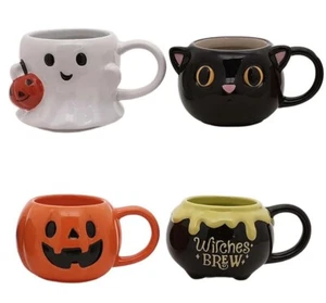 Celebrate Together Halloween Ghost Blk Cat Jack-o-Lantern Cauldron Stackable Mug - Picture 1 of 3