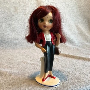 Vtg Big Eyes Pose Doll Retro Mid-Century Modern MCM Red Hair - Made In Japan - Picture 1 of 9