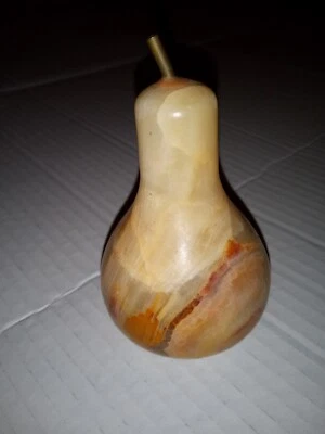 Vintage Marble Stone Agate Pear Fruit Paperweight Figurine Decor - Image 1 of 4