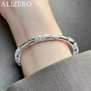NEW Sterling Silver Flowers Bracelet For Women's Open Adjustable Bangle Jewelry - Picture 1 of 20
