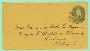 U114 1¢ Plimpton Envelope on Orange Oval NEW YORK 6-12 to Lisbon PORTUGAL - Picture 1 of 2