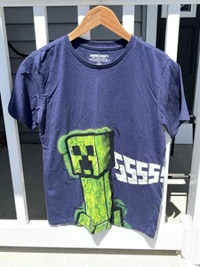 Minecraft Mojang Shirt Size XL 14/16 Creeper SSSSSS Blue Green Boys Girls - Picture 1 of 5