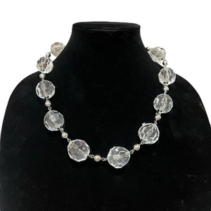Park Lane Silver-Tone Chunky Clear Acrylic Ice Bead Necklace 22 in Lobster Clasp - Picture 1 of 5